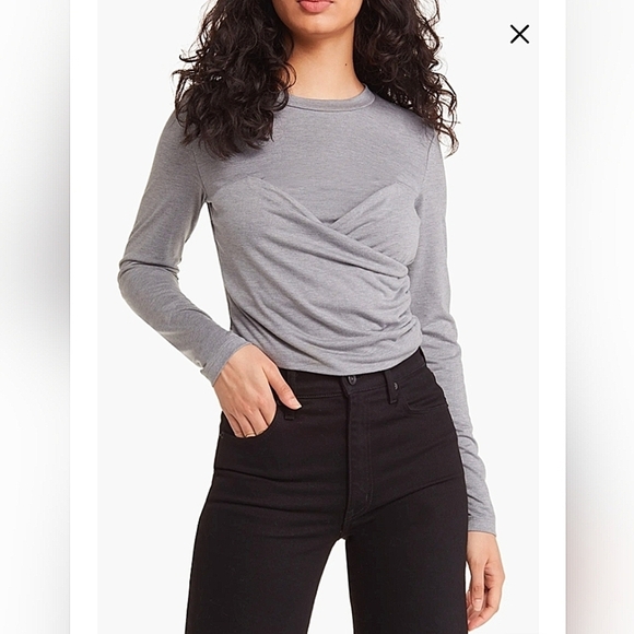 Vero Moda Tops - Vero Moda Nelly Ruched Grey Long Sleeve Knit Top XL NWOT
